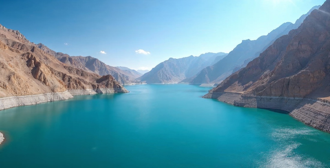 Band-e Amir lakes in Afghanistan with deep blue water and cliffs.