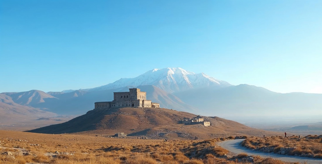 Mount Ararat and Khor Virap Monastery, Armenia.