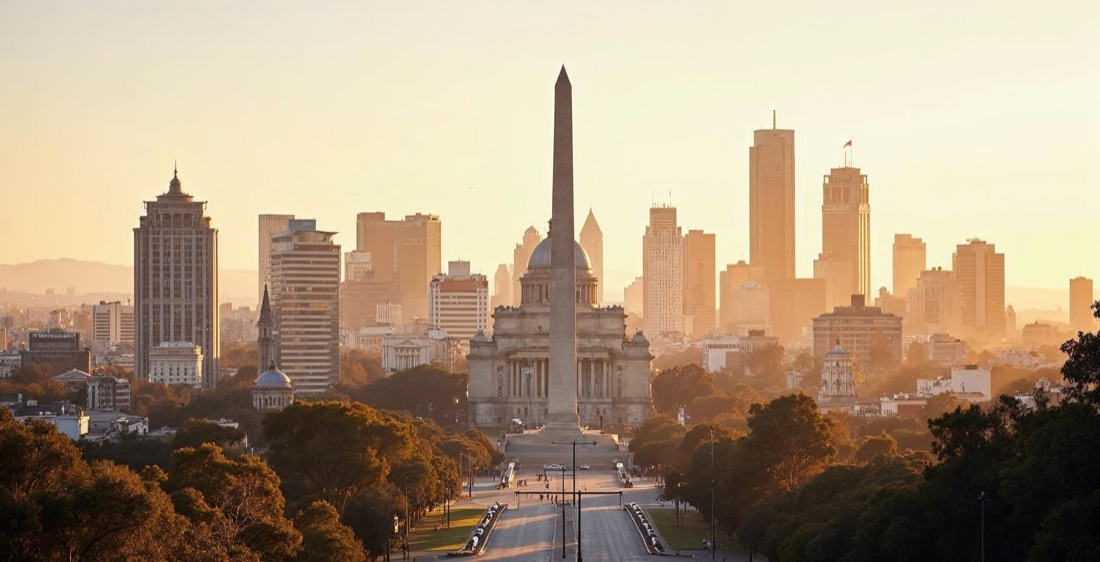 Buenos Aires skyline with the Obelisk, Argentina.