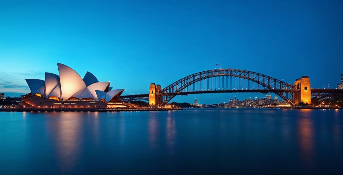 Sydney Opera House and Harbour Bridge, Australia.