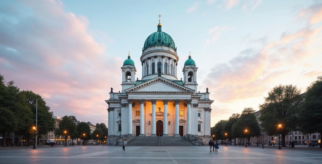 Helsinki Cathedral on Senate Square in Finland.