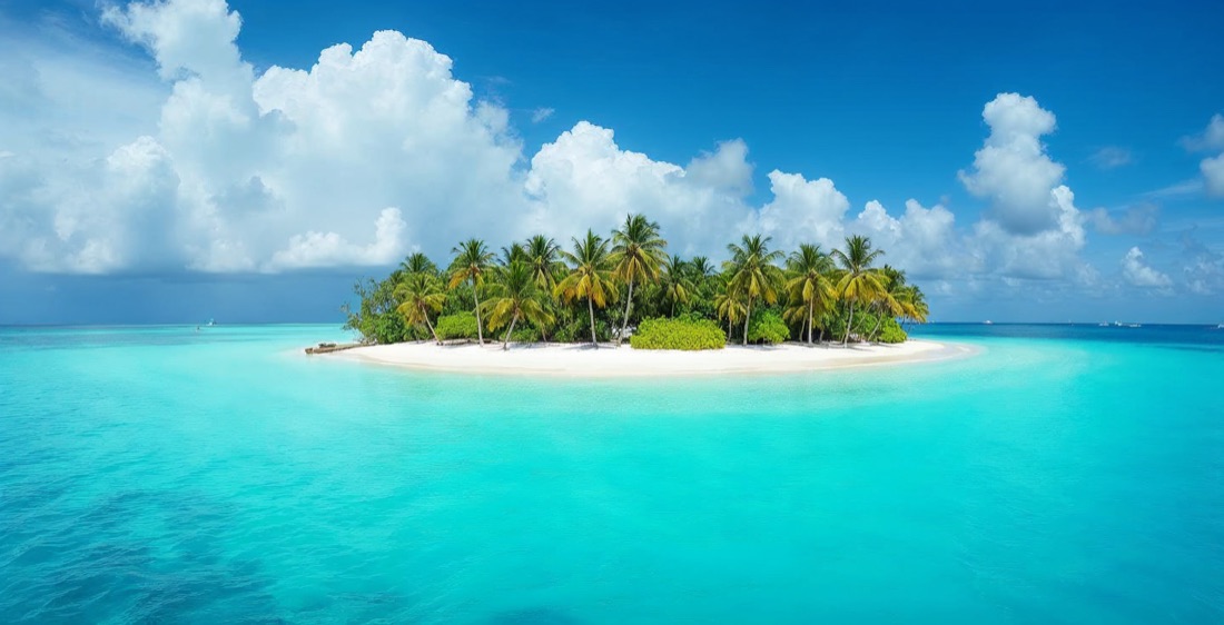 Turquoise lagoon in the Mamanuca Islands, Fiji.