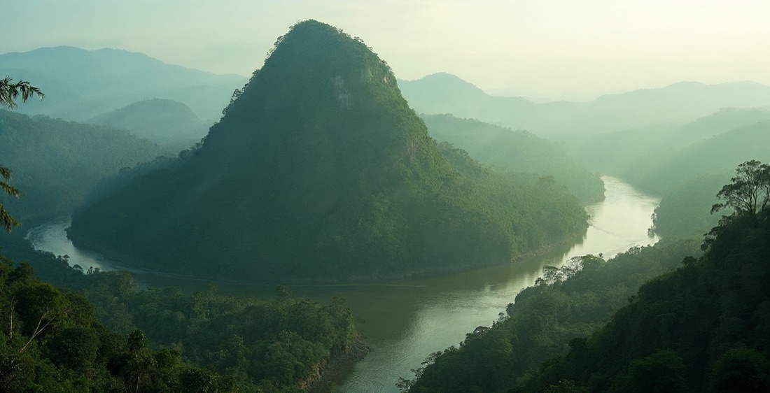 Pic Coudreau and rainforest in French Guiana.