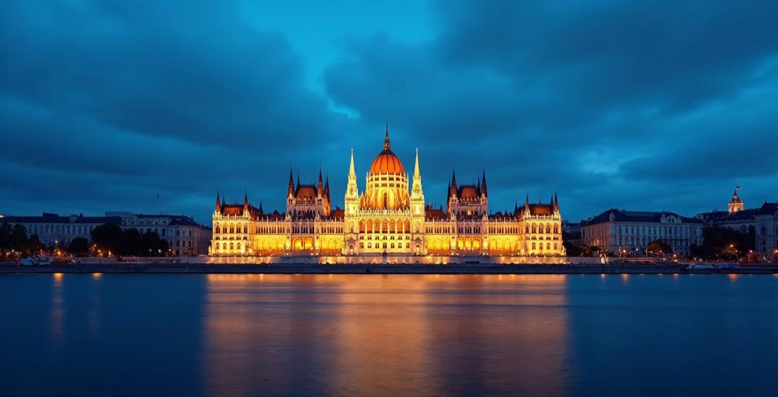 Hungarian Parliament Building on the Danube in Budapest