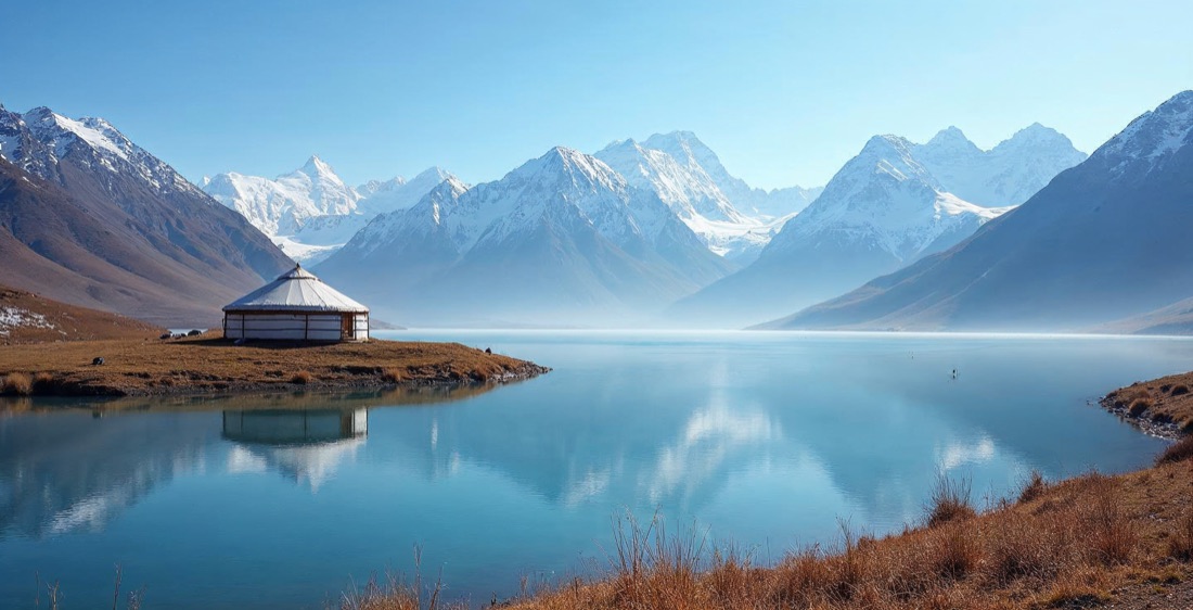 Song-Kul Lake with yurt in Kyrgyzstan