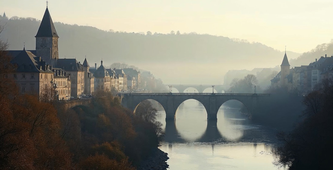 Adolphe Bridge and skyline, Luxembourg City