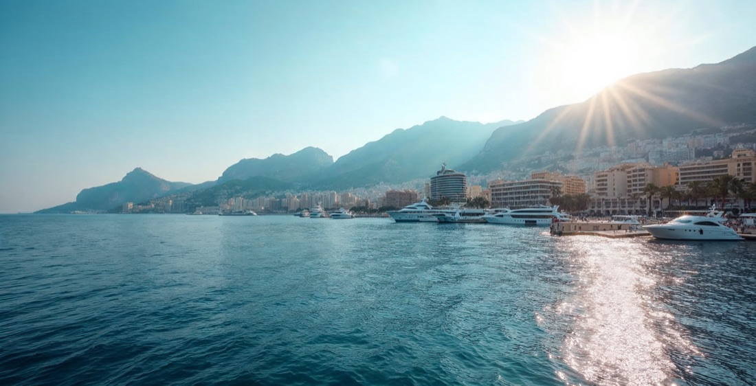 Monte Carlo Casino and Monaco coastline.