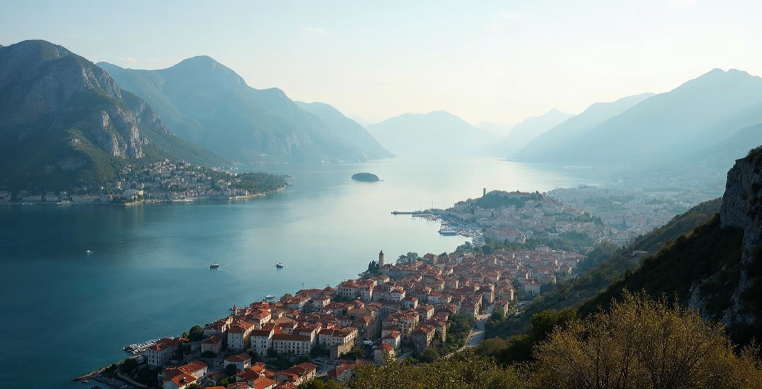 Bay of Kotor and medieval town in Montenegro.