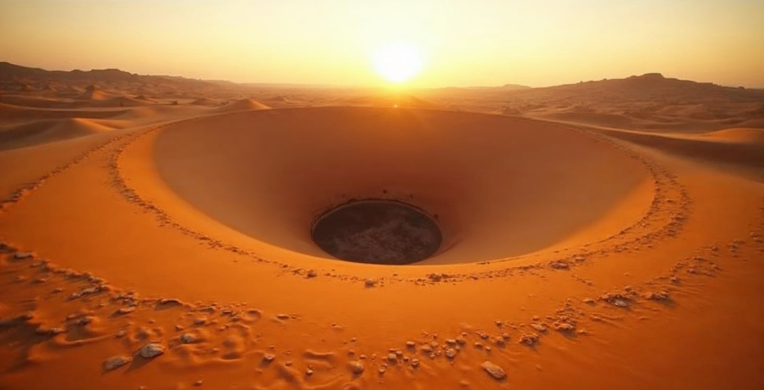Aerial view of the Richat Structure, a geological wonder in the Sahara, Mauritania.