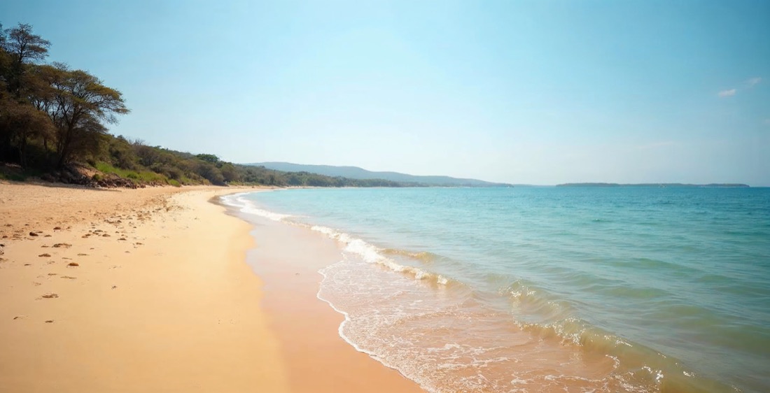 Lake Malawi's clear waters and sandy beach