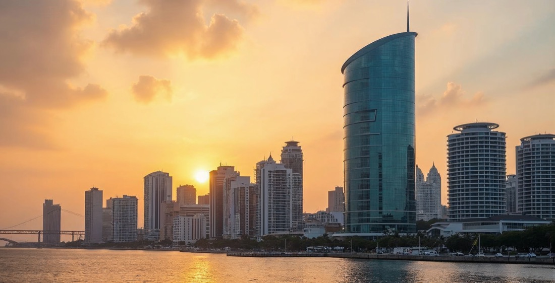 Panama City skyline with F&F Tower, Panama.