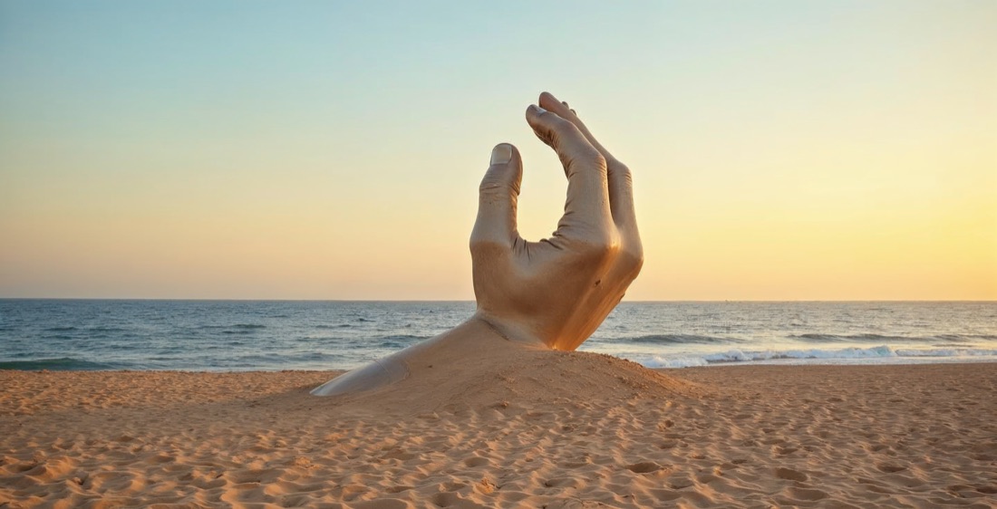 La Mano sculpture on Brava Beach, Punta del Este, Uruguay