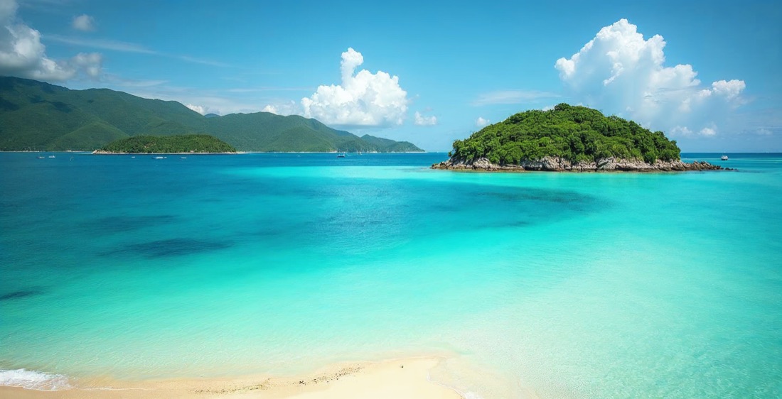 Saziley lagoon and beach in Mayotte.